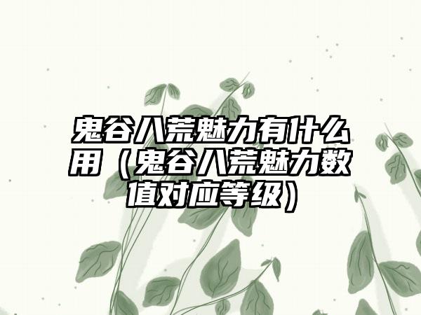 鬼谷八荒魅力有什么用（鬼谷八荒魅力数值对应等级）
