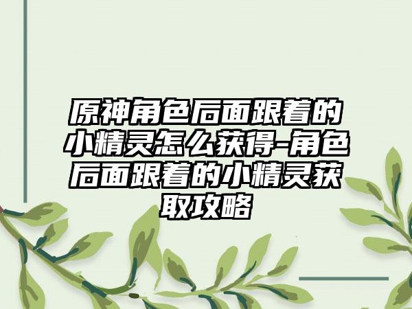 原神角色后面跟着的小精灵怎么获得-角色后面跟着的小精灵获取攻略