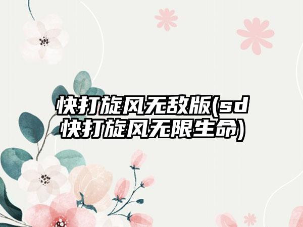 快打旋风无敌版(sd快打旋风无限生命)