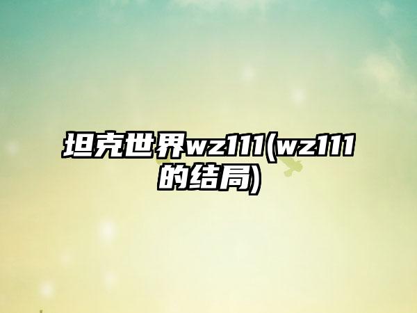 坦克世界wz111(wz111的结局)