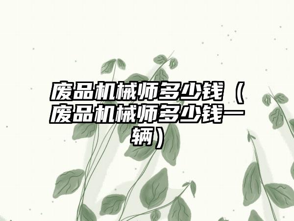 废品机械师多少钱（废品机械师多少钱一辆）