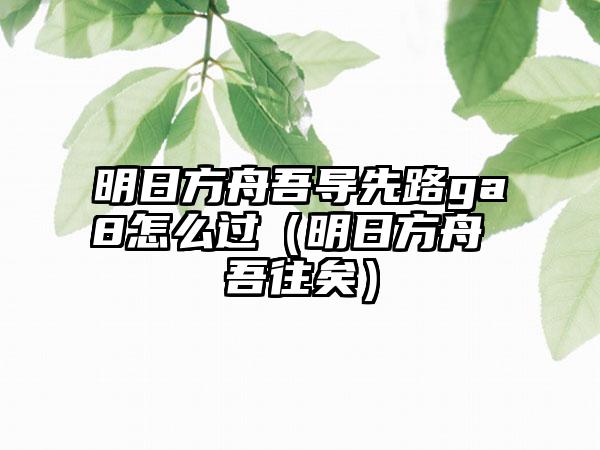 明日方舟吾导先路ga8怎么过（明日方舟 吾往矣）