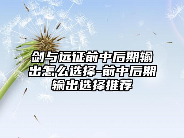 剑与远征前中后期输出怎么选择-前中后期输出选择推荐