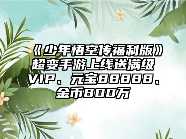 《少年悟空传福利版》超变手游上线送满级VIP、元宝88888、金币800万