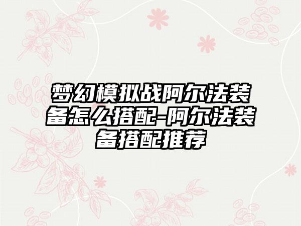 梦幻模拟战阿尔法装备怎么搭配-阿尔法装备搭配推荐