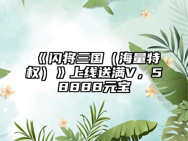 《闪将三国（海量特权）》上线送满V，58888元宝