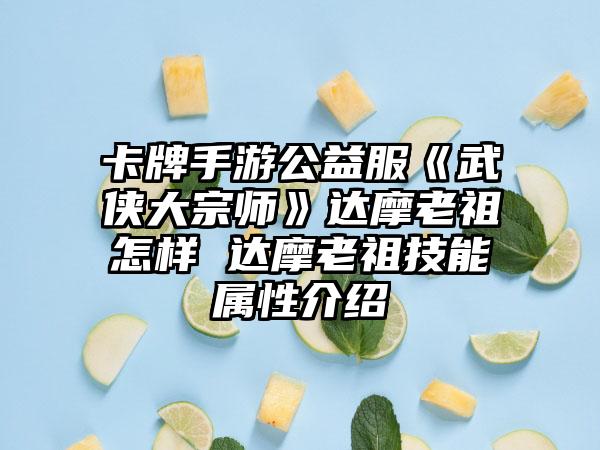 卡牌手游公益服《武侠大宗师》达摩老祖怎样 达摩老祖技能属性介绍