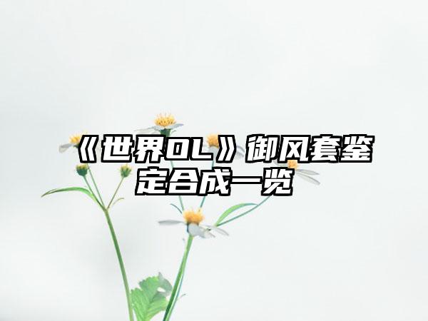 《世界OL》御风套鉴定合成一览