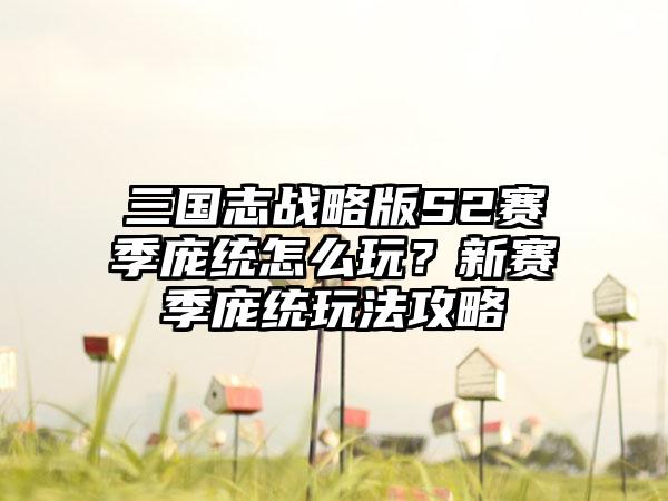 三国志战略版S2赛季庞统怎么玩？新赛季庞统玩法攻略