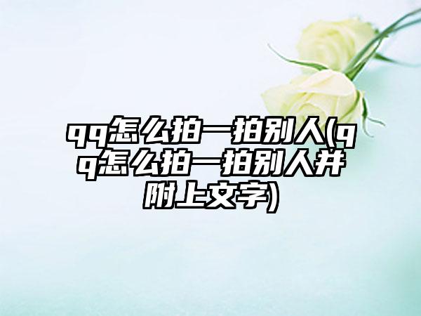 qq怎么拍一拍别人(qq怎么拍一拍别人并附上文字)