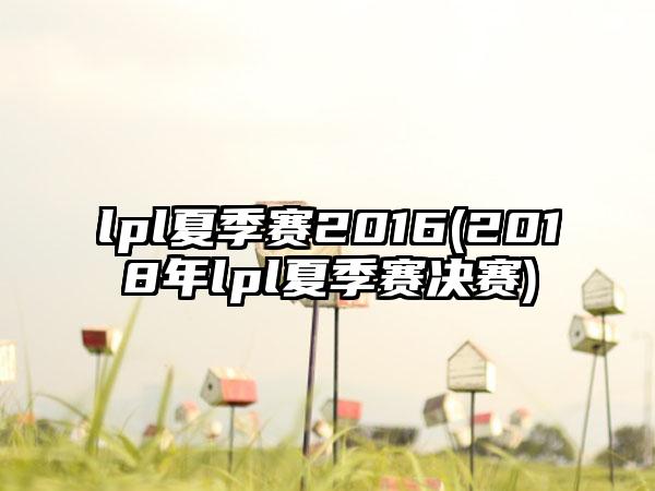 lpl夏季赛2016(2018年lpl夏季赛决赛)