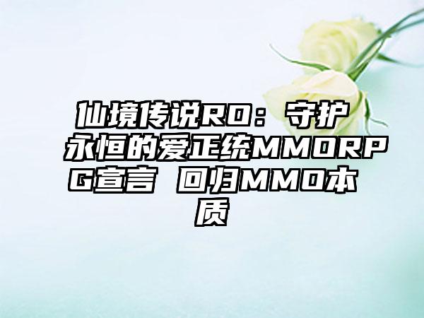仙境传说RO：守护永恒的爱正统MMORPG宣言 回归MMO本质