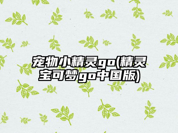 宠物小精灵go(精灵宝可梦go中国版)