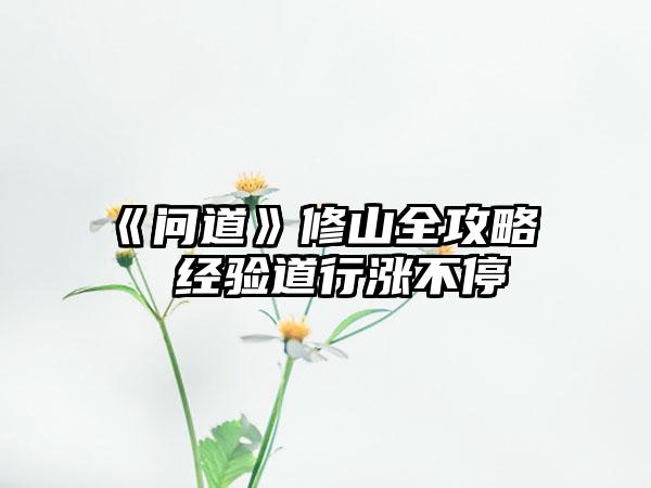 《问道》修山全攻略  经验道行涨不停