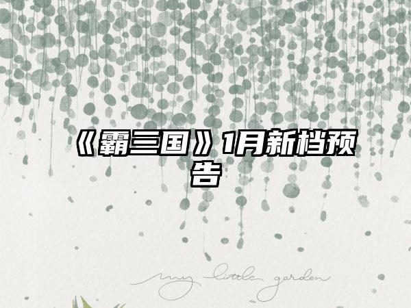 《霸三国》1月新档预告