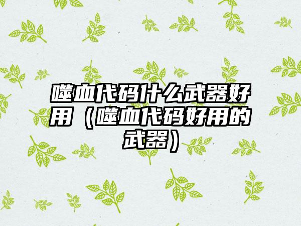 噬血代码什么武器好用（噬血代码好用的武器）