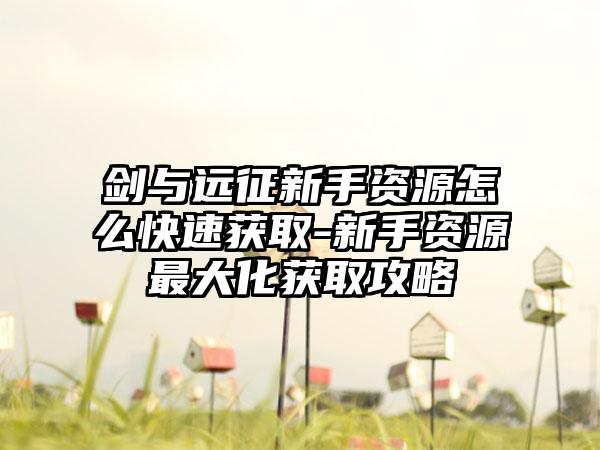 剑与远征新手资源怎么快速获取-新手资源最大化获取攻略