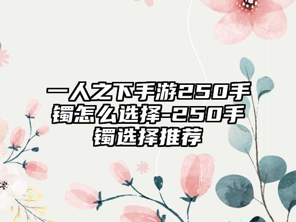 一人之下手游250手镯怎么选择-250手镯选择推荐