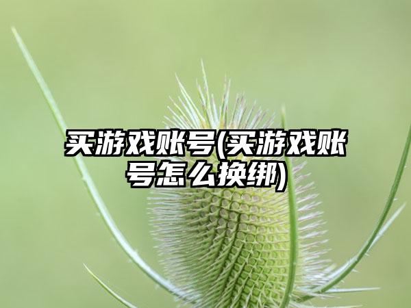 买游戏账号(买游戏账号怎么换绑)