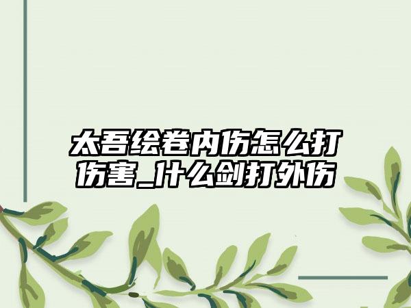 太吾绘卷内伤怎么打伤害_什么剑打外伤