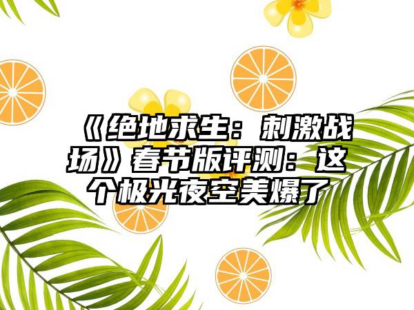 《绝地求生：刺激战场》春节版评测：这个极光夜空美爆了