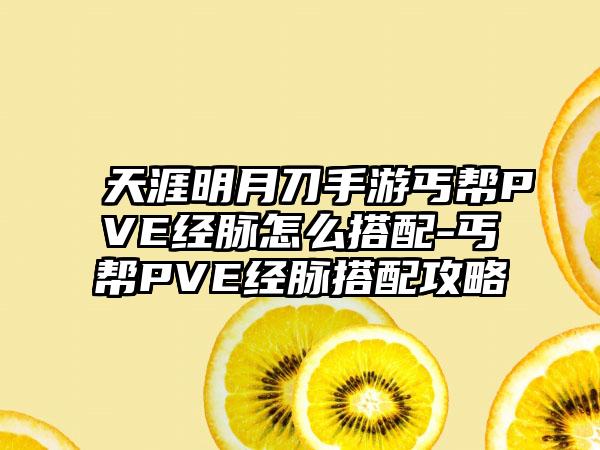 天涯明月刀手游丐帮PVE经脉怎么搭配-丐帮PVE经脉搭配攻略