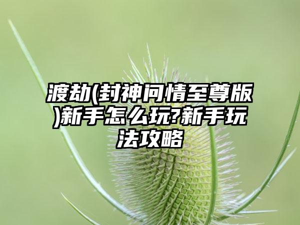 渡劫(封神问情至尊版)新手怎么玩?新手玩法攻略