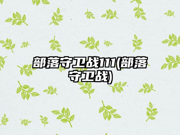 部落守卫战111(部落守卫战)