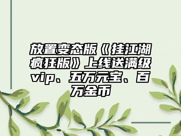 放置变态版《挂江湖疯狂版》上线送满级vip、五万元宝、百万金币