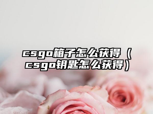 csgo箱子怎么获得（csgo钥匙怎么获得）