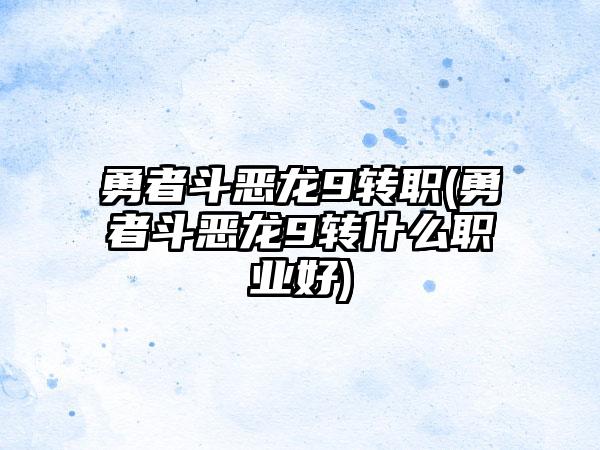 勇者斗恶龙9转职(勇者斗恶龙9转什么职业好)