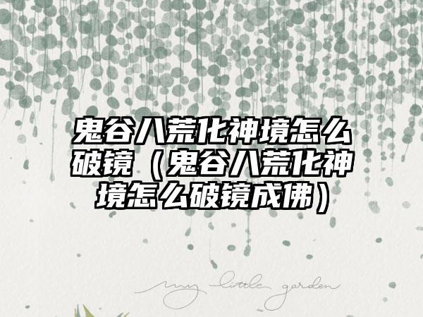 鬼谷八荒化神境怎么破镜（鬼谷八荒化神境怎么破镜成佛）