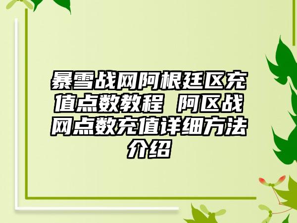 暴雪战网阿根廷区充值点数教程 阿区战网点数充值详细方法介绍