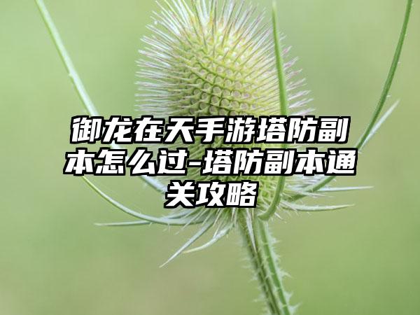 御龙在天手游塔防副本怎么过-塔防副本通关攻略