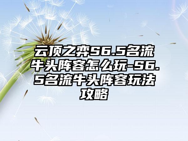 云顶之弈S6.5名流牛头阵容怎么玩-S6.5名流牛头阵容玩法攻略