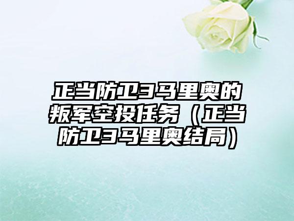 正当防卫3马里奥的叛军空投任务（正当防卫3马里奥结局）