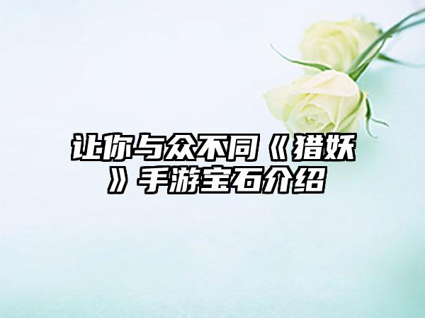让你与众不同《猎妖》手游宝石介绍