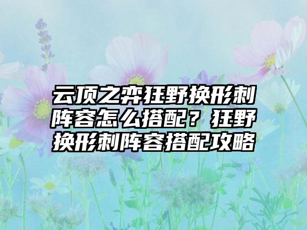 云顶之弈狂野换形刺阵容怎么搭配？狂野换形刺阵容搭配攻略
