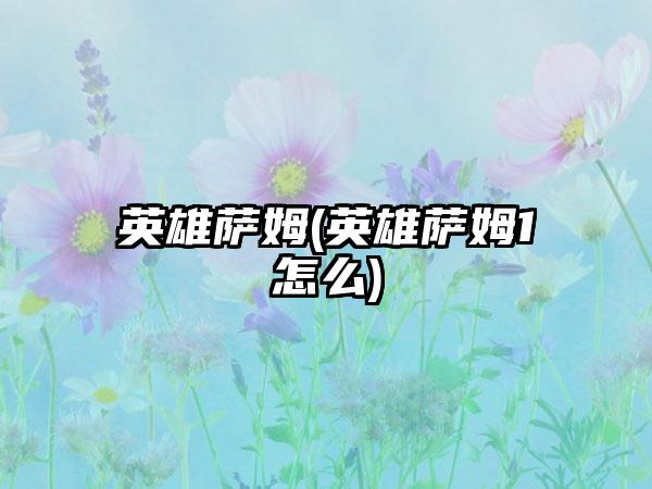 英雄萨姆(英雄萨姆1怎么)