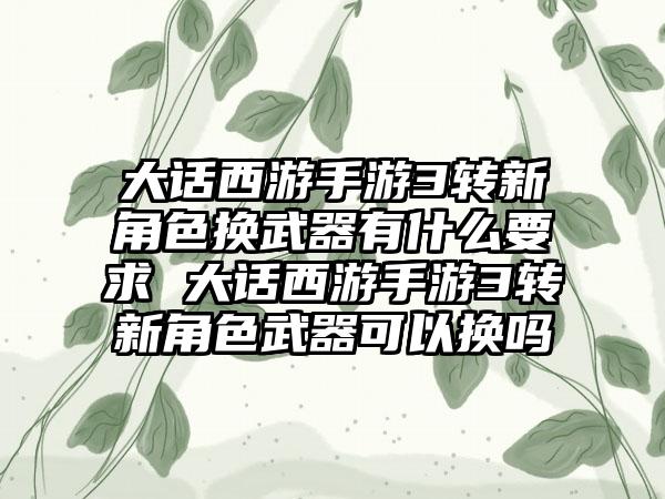 大话西游手游3转新角色换武器有什么要求 大话西游手游3转新角色武器可以换吗