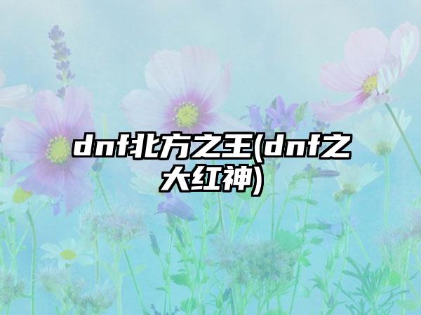 dnf北方之王(dnf之大红神)