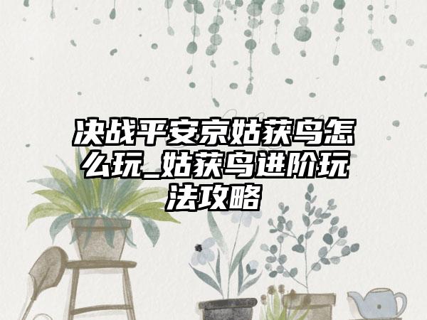 决战平安京姑获鸟怎么玩_姑获鸟进阶玩法攻略