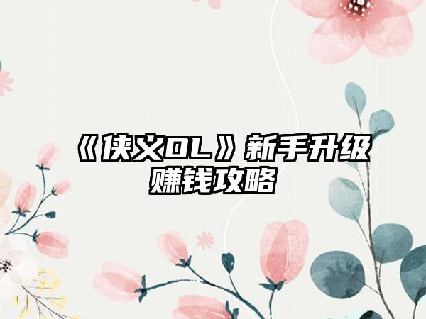 《侠义OL》新手升级赚钱攻略