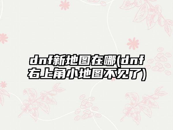 dnf新地图在哪(dnf右上角小地图不见了)