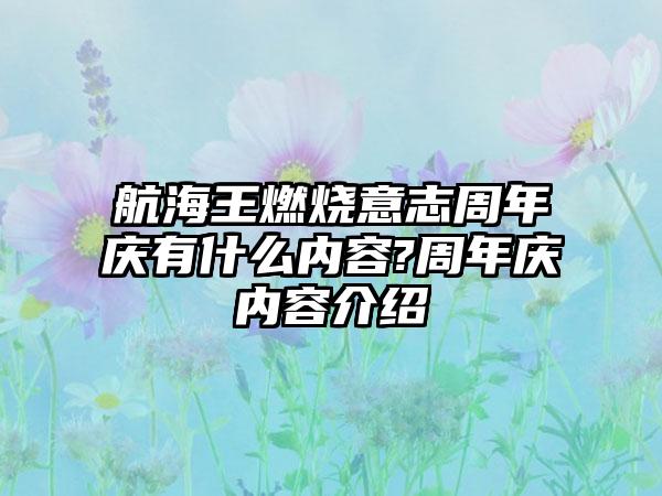 航海王燃烧意志周年庆有什么内容?周年庆内容介绍