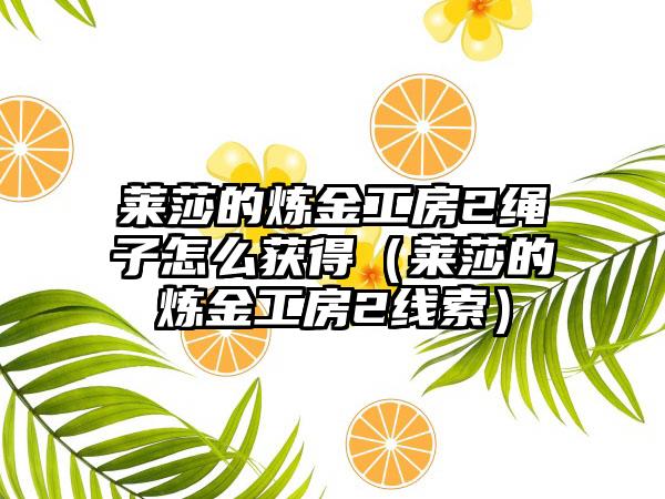 莱莎的炼金工房2绳子怎么获得（莱莎的炼金工房2线索）