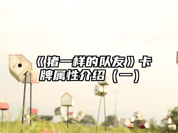 《猪一样的队友》卡牌属性介绍（一）