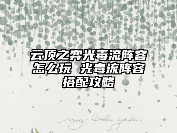 云顶之弈光毒流阵容怎么玩 光毒流阵容搭配攻略