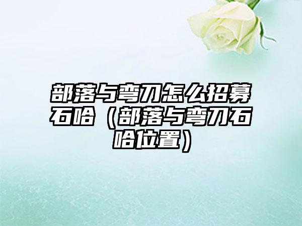 部落与弯刀怎么招募石哈（部落与弯刀石哈位置）