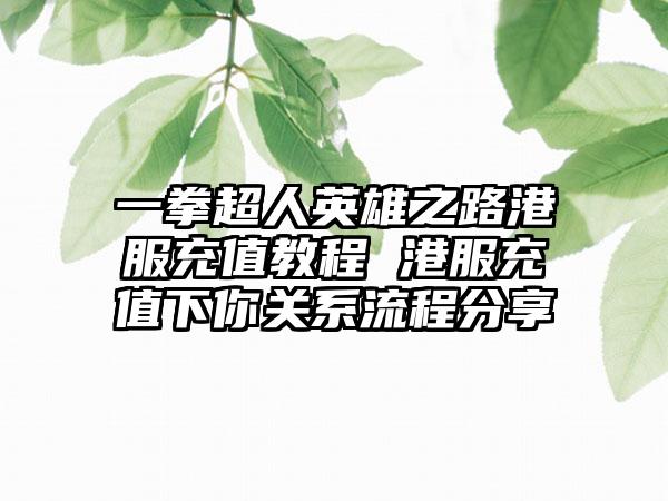 一拳超人英雄之路港服充值教程 港服充值下你关系流程分享